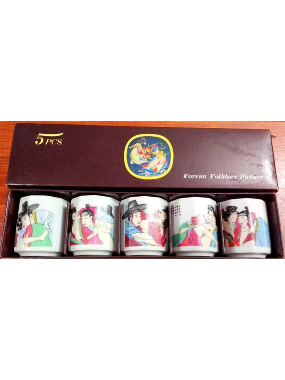 Korean Folklore Picture Sake Glass Cup Set of 5